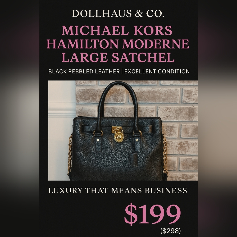 Michael Kors Black Satchel with Gold Details